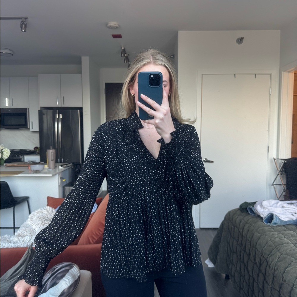 Black Polka Dot Women's Top